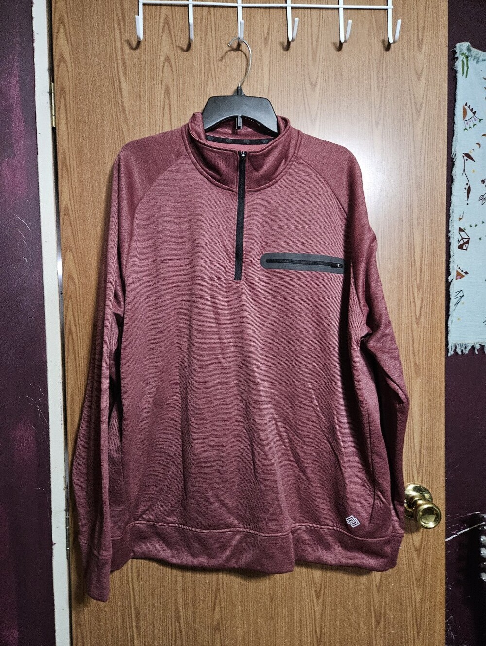 Zelos Mens Deep Rose Quarter Zip Pullover Jacket Collared Size XL!